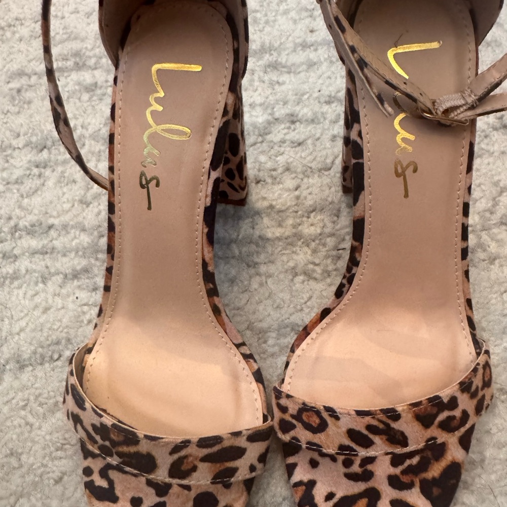 Lulu's Leopard Print Ankle-Strap Block Heels - Brown/Tan Worn once.